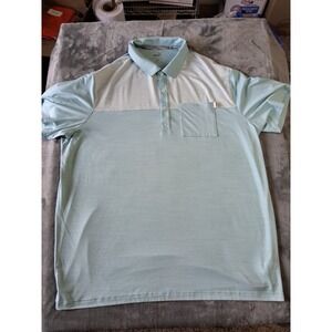 Mens Puma XXL Golf Polo Shirt Front Pock Blue White Striped. Goldf